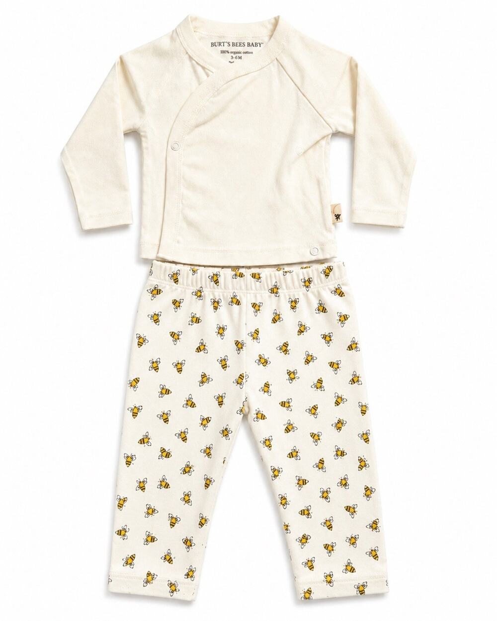 Burt’s Bees Baby 3-6M Organic Cotton Bee Print 2 Piece Outfit Top Pants